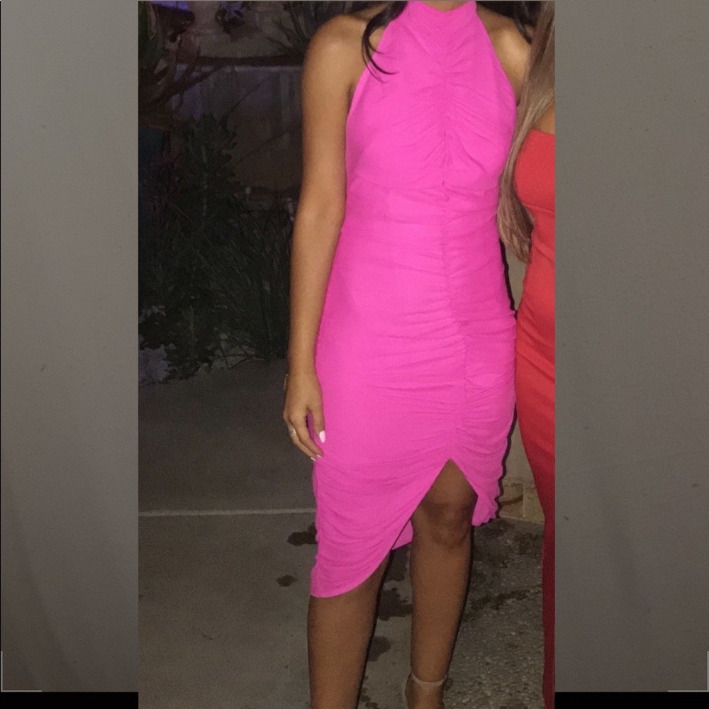 Midi Halter dress, size xS, NBD, pink